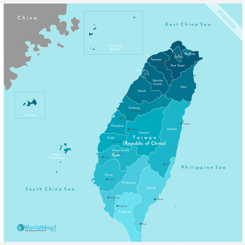 Regions Map of Taiwan